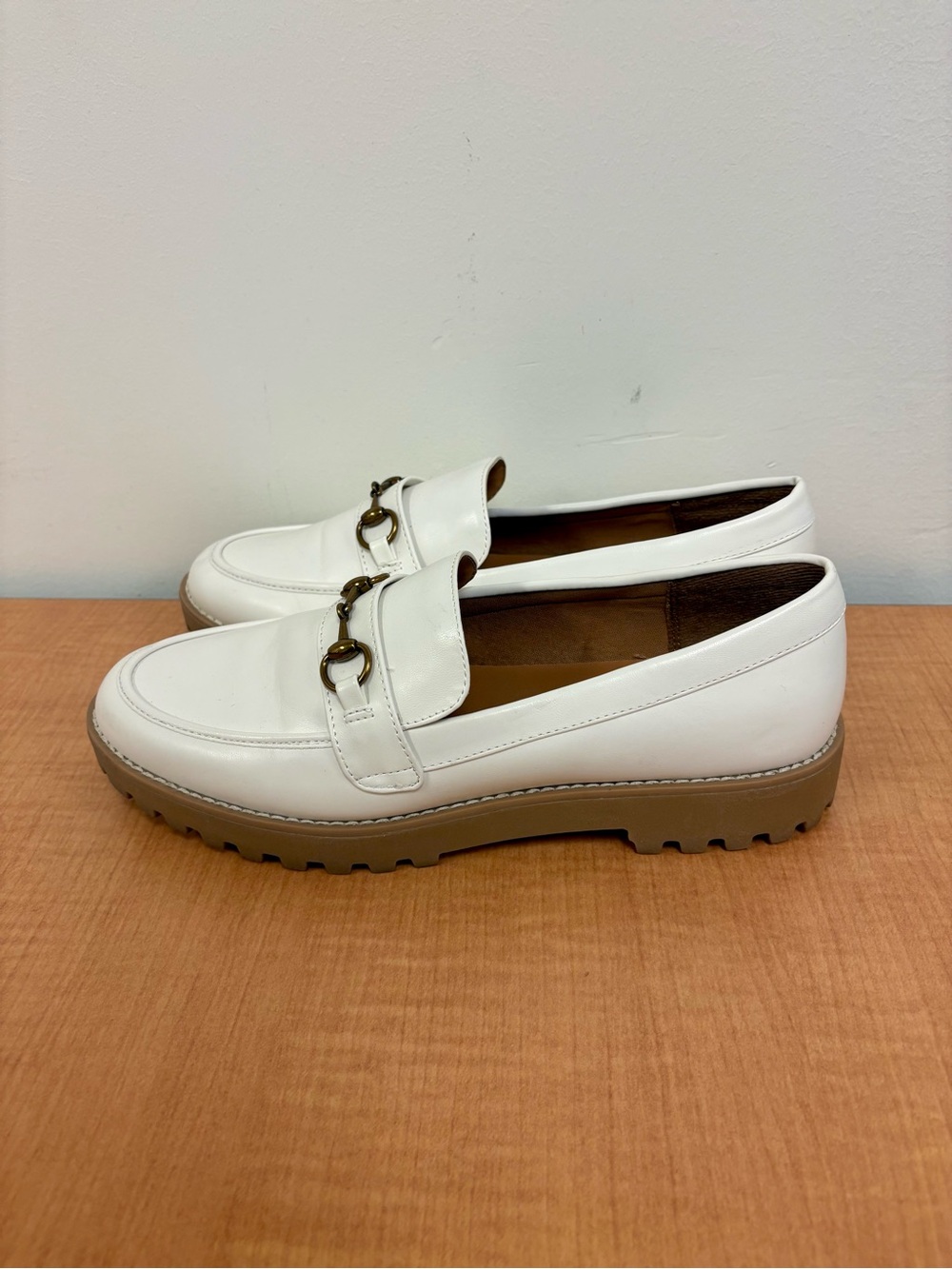 A New Day Women’s White Leather Lug-Sole Loafers